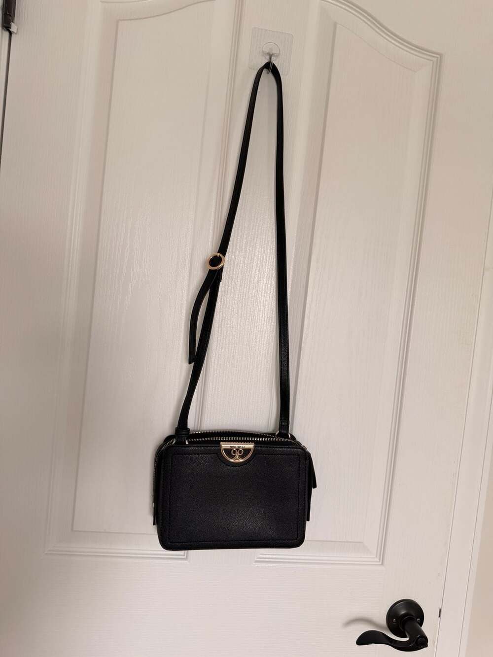 Nine West Black Faux Leather Structured Crossbody Bag